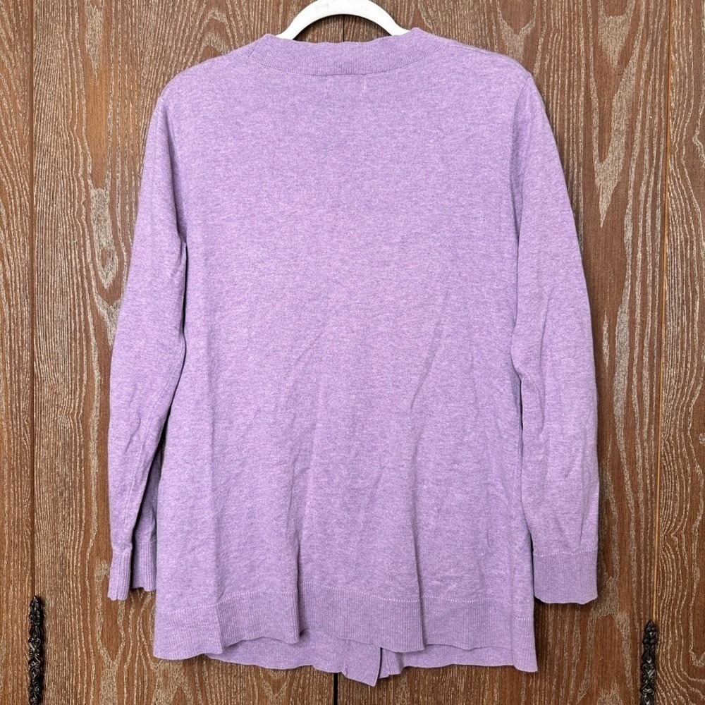 Eddie Bauer Womens Purple Cotton Cashmere V-Neck Button Cardigan Sweater Large - Picture 3 of 8